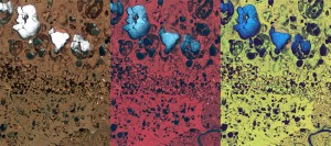 Three band combinations of Landsat 8 data of the Kytalyk area on July 5, 2013 (Data courtesy: NASA/USGS, earthexplorer.usgs.gov).