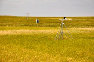 The two energy flux towers, in the front the wet sedge patch with deep active layer, in the back the slightly elevated dwarf birch patch, both with the corresponding flux tower (Photo: G. Schaepman-Strub, 9 July 2013).