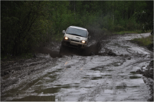 On the way to the Lena pillars with our experienced off-road driver Nikolai (Kola). Photo: G. Schaepman-Strub, July 2013.