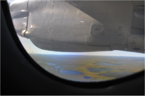 Last views over the Chokurdakh area on our flight back to Yakutsk. What a landscape, accessible only on the rivers or through the air as most of it is covered by lakes, rivers, and wetlands. Photo: G. Schaepman-Strub, July 2013.
